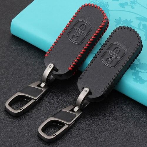 Men Keychain Auto Leather Car Styling Smart 2 Key Fob Protection Covers Cases For Mazda 6 Axela CX-3 CX-5 CX5 CX-7 CX7 CX-9 RX8
