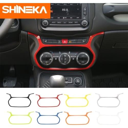 SHINEKA ABS Car Interior Dashboard Air Condition Button Switch Decoration Frame Cover Trim Stickers for Jeep Renegade 2015 -2018