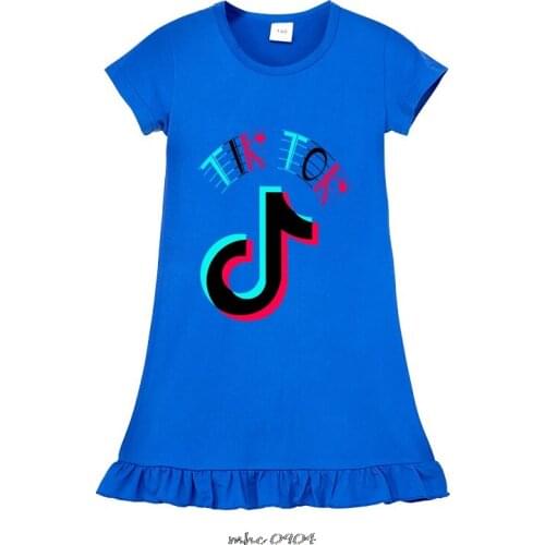 Tik Tok Girl Nightgown Home Cltohing Girl Sleepwear New Children Pajamas Summer Dresses Girls Baby Pajamas Cotton Princess