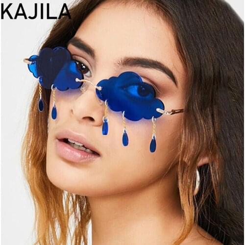 2020 Fashion Rimless Sunglasses Women Brand Designer Frameless Clouds Tassel Vintage Steampunk Sun Glasses Woman Shades Gafas