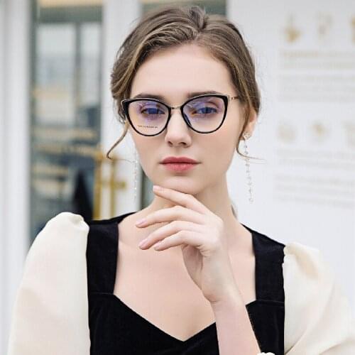 Spring Leg Cat Eye Anti Blue Light Optical Glasses Frames Women Fashion Computer Eyeglasses 50119