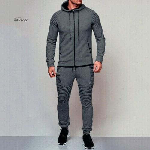 Autumn Winter Men Tracksuit Jogging Coat Top Bottom Sport Sweat Suit Hoodie Trousers Pants Set