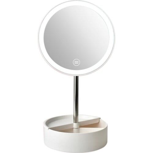 Portable LED Makeup Mirror USB Recharge Makeup Mirror Storage Base Beauty Desktop Make Up Mirror