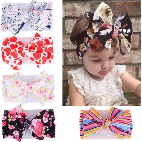 2019 New Baby Headbands Big Bowknot Printed Infant Girls Headwraps Newborn Turban Headbows head bands for baby girls