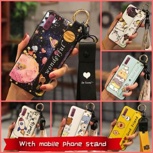 Shockproof Back Cover Phone Case For Samsung Galaxy A7 2018/A750 Lanyard For Woman Dirt-resistant