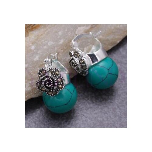 Green Round Ball 925Hooks Sterling Earrings Natural stone Jewelry Earring jewelry women WonderfulGenuine Selling Huge