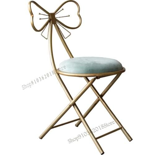 Nordic Modern Minimalist Bowknot Makeup Chair Net Red Girl Dressing Stool Backrest Manicure Lounge Chair Bedroom