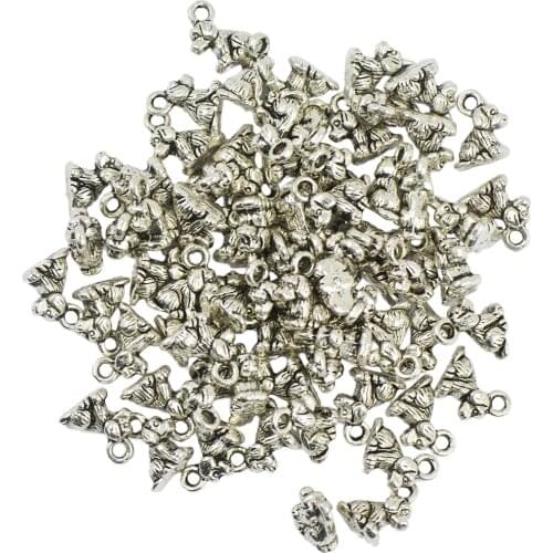 50 Pieces Tibetan 3D Puppy Dog Charms Pendants for Jewelry DIY Making