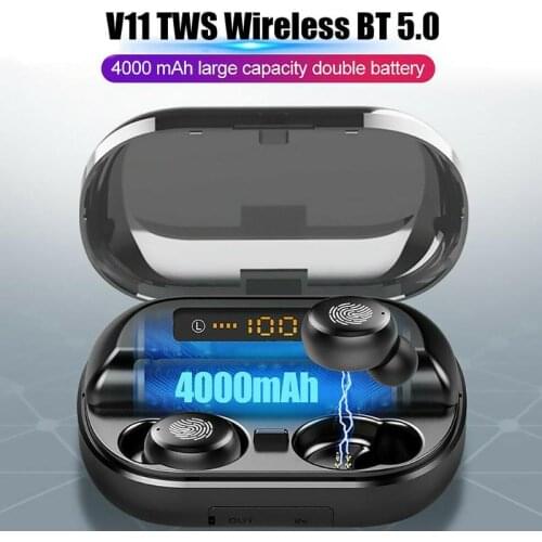 V11 TWS Bluetooth 5.0 earphone Headphone With microphone 4000mAh charing case HD Stereo LED Display True Wireless Sports headset