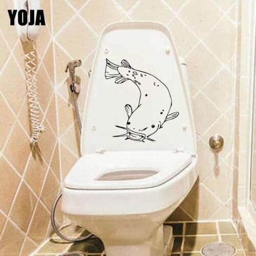 YOJA 19x23.4CM Catfish Fish Ocean Sea Fishing Mural Toilet Decal Wall Sticker Art Home Decor T5-0458