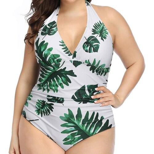 Womens plus fat plus size one-piece swimsuit halter neck tie is thin European and American fashion swimsuit