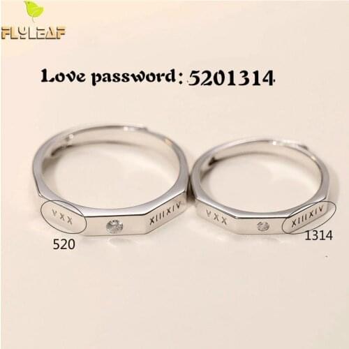 100% 925 Sterling Silver Rings For Women Roman Numerals Shinin Couple Open Ring Men Femme Jewelry Loves Gift Wedding Rings