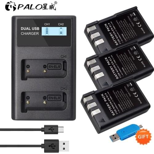 2400mAh EN-EL9 EN EL9 EN-EL9a EL9a Camera Battery AKKU + LCD Charger for Nikon EN-EL9a EN-EL9e D40 D60 D40X D5000 D3000 Camera