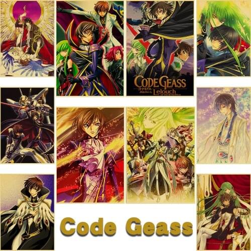 40 Designs Anime Code Geass Kraftpaper Poster Cartoon Abstract Art Painting Funny Wall Sticker for Coffee House Bar