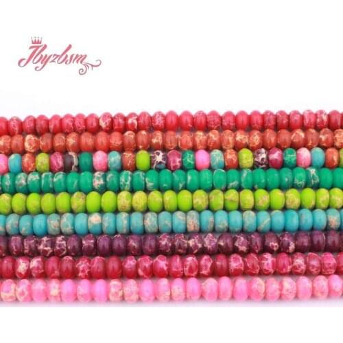 5x8mm Natural Sea Sediment Ronedlle Shape Smooth Spacer Loose Stone Beads For DIY Jewelry Making Necklace Bracelet Strand 15"