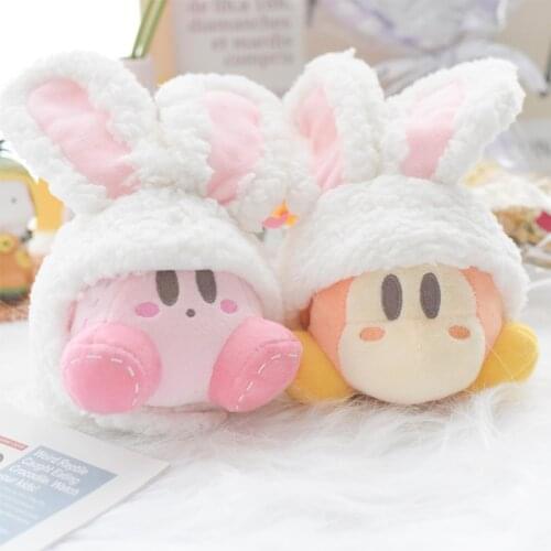 8cm Bunny Ears Kawaii Kirby Soft Stuffed Plush Pendant Dolls Anime Peripheral Classic Characters Kirby Decor Kids Toys
