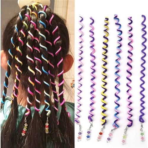 Rainbow Color Cute Girl Curler Hair Braid hair styling tools 1 piece hair roller Braid Maintenance The princess hair