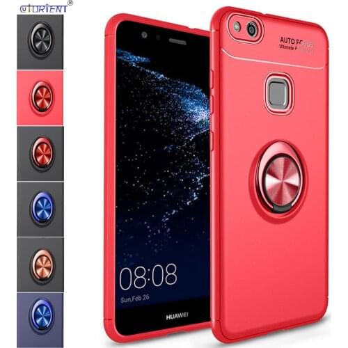 For Huawei P10 Lite Metal Ring Case WAS-LX1 WAS-LX1A WAS-L21 Silicone Soft Cover WAS LX1 LX1A L21 Car Holder Stand Bumper Cases