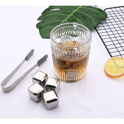 Food 304 Stainless Steel Ice Cubes Reusable Chilling Stones For Whiskey Wine Fast Cooling Cold Drinking Kitchen Bar Accessories