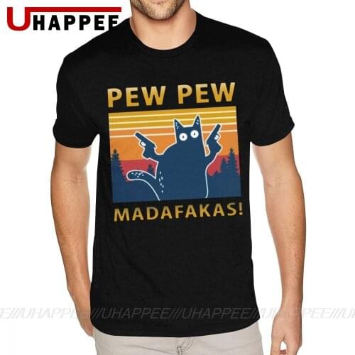 6XL Black Cat Pew Pew Madafakas Tshirt Mens Simple Design Short-sleeved Tshirt Men Luxury Brand Unique Apparel