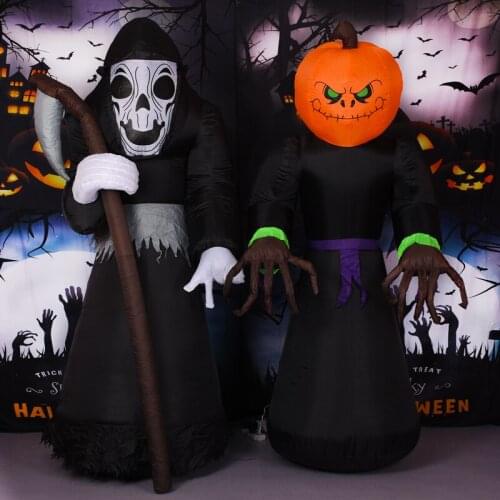 Giant Halloween Inflatable LED Lighted Decoration Pumpkin Ghost Grim Reaper Scary Holloween Party Decor Outdoor Inflatable Toys