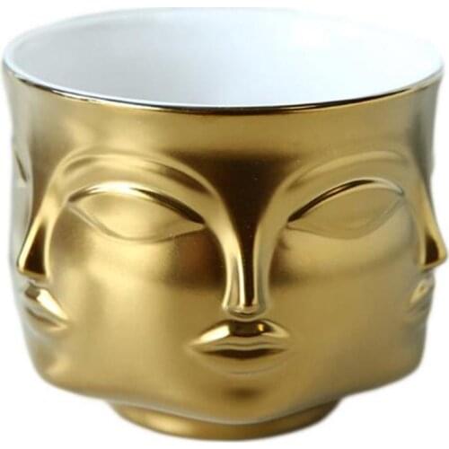 Artistic office Tabletop Vase Decor Crafts Human Face Pattern Home Decoration real Ceramic Plants Flower Pot Container Planter