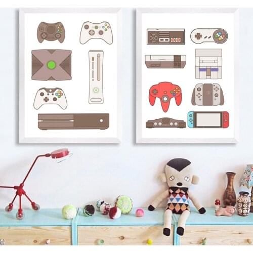 Gaming Controller Canvas Posters and Prints For Xbox Decor Gamer Boys Gift , Video Game Wall Art Pictures Painting for Kids Room