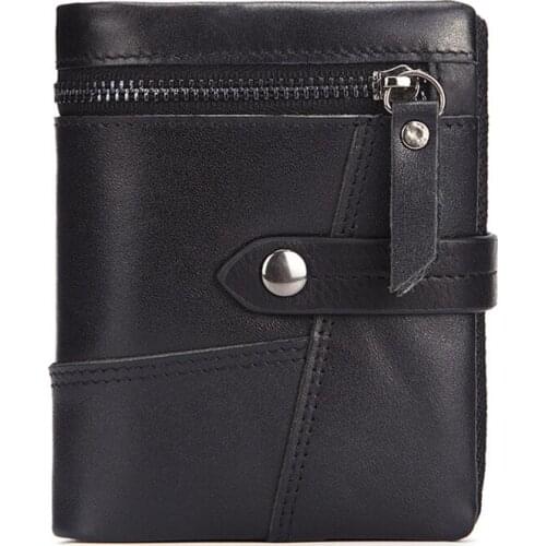 100% Real Leather Wallets For Men Luxury Purse Bag Organizer Card Holder Bifold High Quality Credit Card Holder Zipper Gift Box