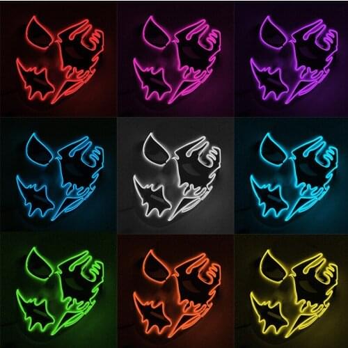 Halloween Horror EL Wire Anime Mask Cosplay Phantom Glow Party Supplies Luminous Led Disguised Mask Neon Light Scary Mascara