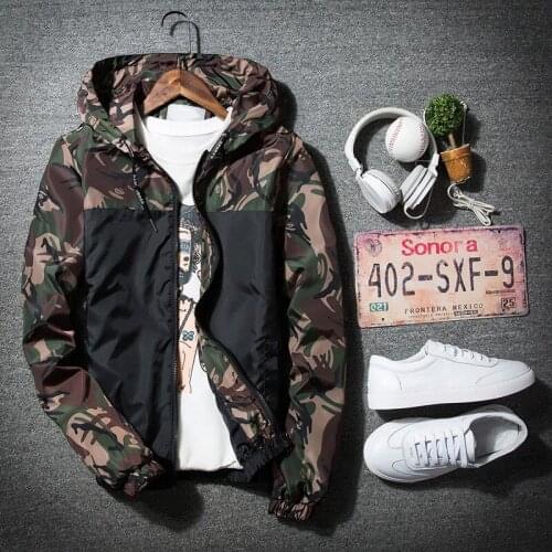 2020 New Autumn Mens Casual Jacket Fashion Thin Jacket Mens Slim Style In Korean Version Camouflage Hooded Coat