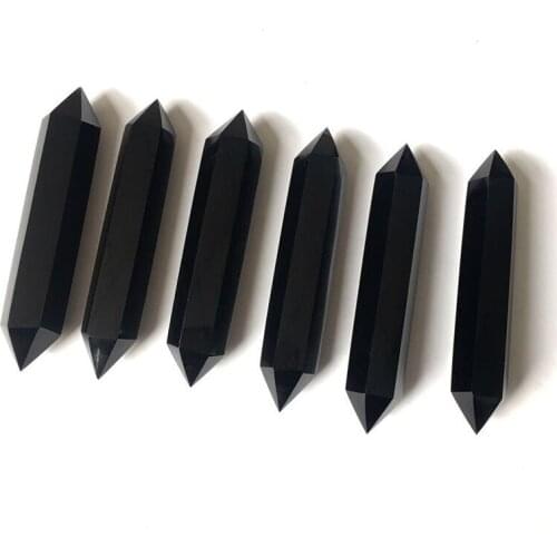 Natural Quartz Black Obsidian Crystal Stone Point Wand Reiki Healing Crystals Obelisk Hand Cut Energy Points for Crystal Grids