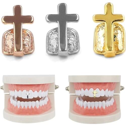 New arrival gold color cross tooth cap Hip hop trendy tooth braces snag piercing high quality Body Jewelry unisex travel gifts