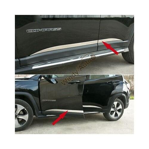 Fit For Jeep Compass 2017 2018 Car Body Side Door Molding Cover Trim Chrome