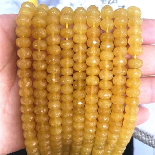 5x8mm Natural Stone Faceted Abacus Rondelle Yellow chalcedony jades Semi-precious High Grade Loose Beads Jewelry Making 15" FR36