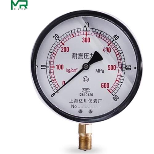 Yn150 shockproof pressure gauge 150mm surface radial shockproof hydraulic mechanical gauge oil pressure 60MPa