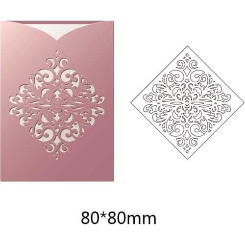 Frames and Covers Metal Cutting Dies Lacework Rhombus for DIY Greeting Cards Photo Album Covers Paper Crafts Cut Dies 8*8cm