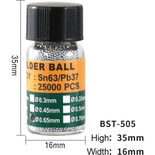 25000pcs/bottle 0.2-0.65mm BGA Reballing Balls Leaded Solder Ball Tin Material Sn63/Pb37 Rewor For IC Chip Soldering Accessorie