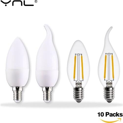 10PCS Lampada E14 LED Lamp 220V ampolletas Bombillas LED Candle bulb Cold Warm White luz Lampada de Led light Spotlight