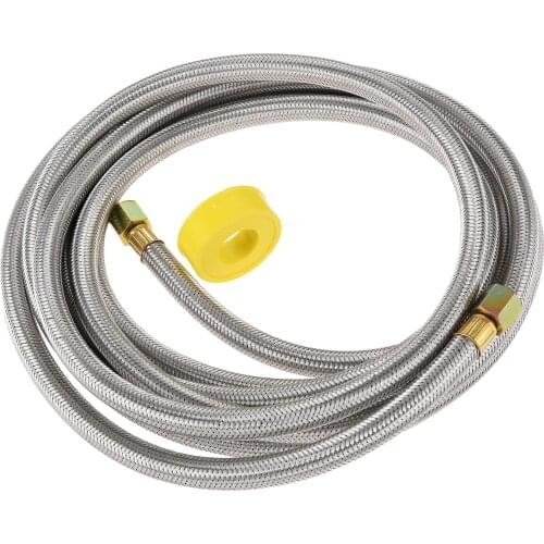 16 " Propane Line Stainless Extension Hose 3/8" Female Flare Fittings for RV Gas Grill Fire Pit Heater Gas Line Pipe Thread Tape