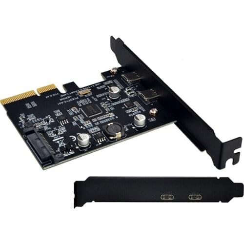 USB 3.1 PCIE PCI Express Expansion Card PCI-E 4X to USB 3.1 Gen2 10Gbps 2-Port USB C Adapter ASMedia ASM3142 Chipset For Desktop