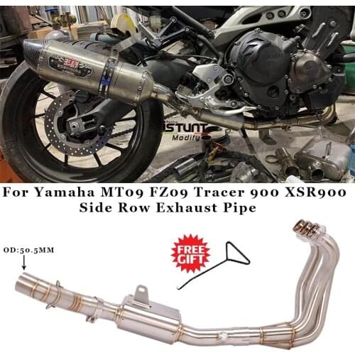 For Yamaha MT09 FZ09 Tracer 900 XSR900 Side Row Exhaust Pipe Motorcycle Exhaust Escape Modified Front Link Pipe 51MM Muffler