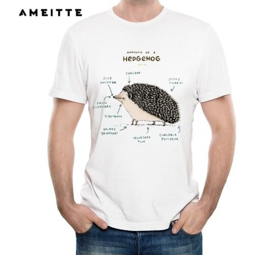 New Arrivals 2019 Funny Anatomy of a Hedgehog T-Shirt Summer Mens Customied Animal Printed Hipster Short Sleeve Tee Shirts Tops
