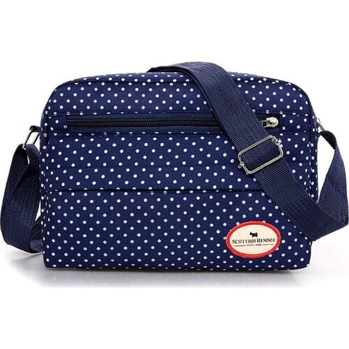 DOLOVE Fashion Polka Dot Multicolor Printed Canvas Womens Crossbody Bag Trend Shoulder Bag Nylon Leisure Messenger Bag