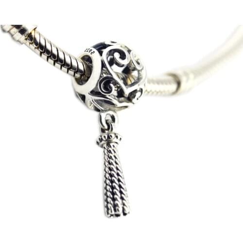 Fashion Jewelry Making Enchanted Heart Tassel Charm Sterling Silver Beads For Woman Fits Original 925 Silver Bracelets