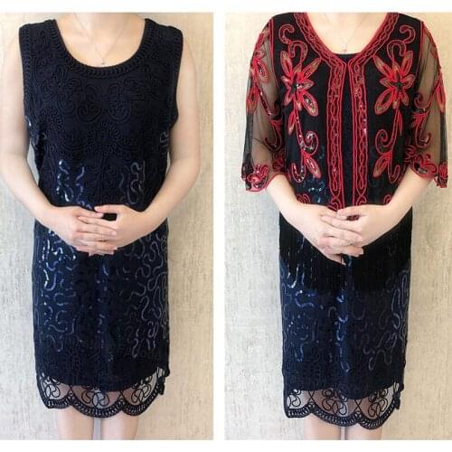 Womens Flapper Dresses 1920s Beaded Fringed Great Gatsby /Sequins and embroidery Shawl Cape (Black,Gold,Red,Blue)