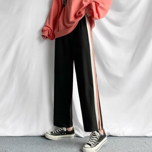 Harteen 2021 Spring Autumn New Korean Fashion Casual Loose Straight High Elastic Waist Wide Leg Pants Womens Pantalones De Mujer