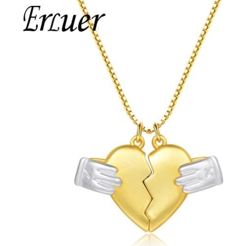ERLUER pendant necklace for women Romantic heart shape fasion jewellery Girl adjustable necklace Valentines day jewelry