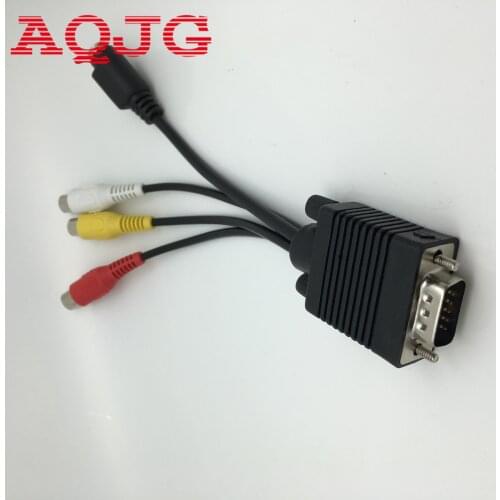 1pc 3 RCA Female Converter Cable VGA to Video TV Out S-Video AV Adapter VGA Male to Rca female Wholesale AQJG