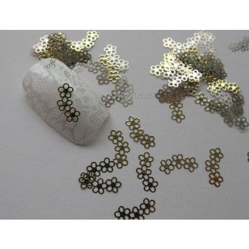 MS137-2 100pcs Gold Cute Flower Metal Sticker Nail Art Metal Sticker Nail Art Decoration Non-adhesive Sticker