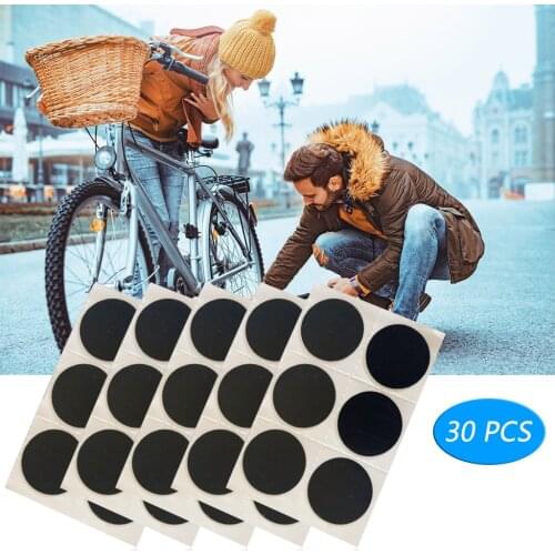 30# 30pcs Rubber Bicycle Tire Repair Patch Small And Convenient Round Rubber Patches For Mtb Bike Tyre Puncture Repairing